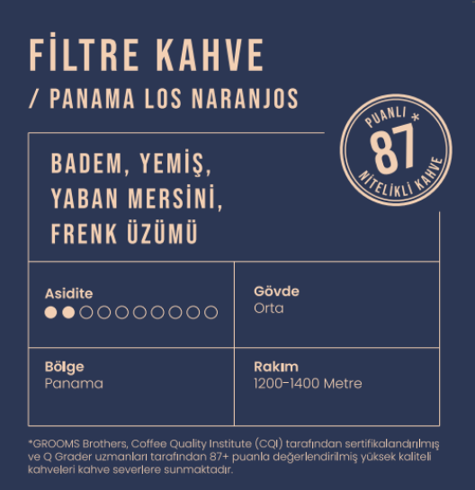 Panama Nitelikli Filtre Kahve 1 KG / Los Naranjos (Badem, Yaban Mersini, Frenk Üzümü)