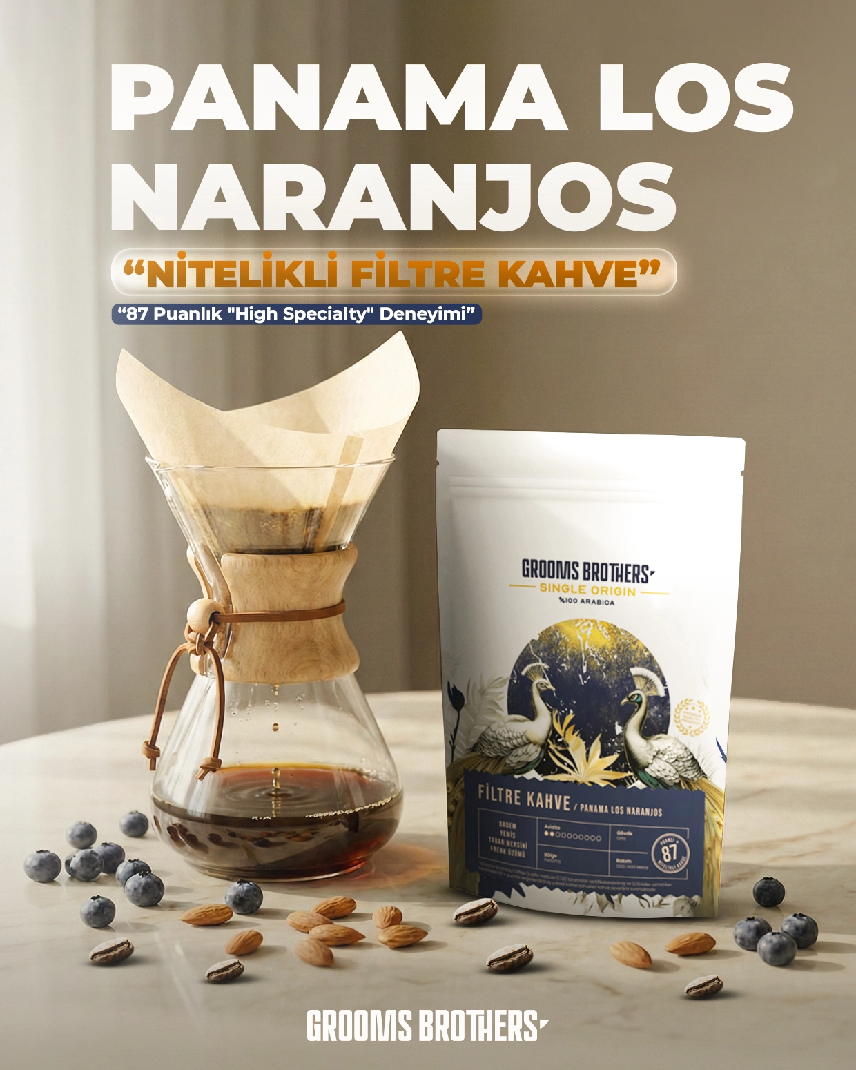 Panama Nitelikli Filtre Kahve 1 KG / Los Naranjos (Badem, Yaban Mersini, Frenk Üzümü)