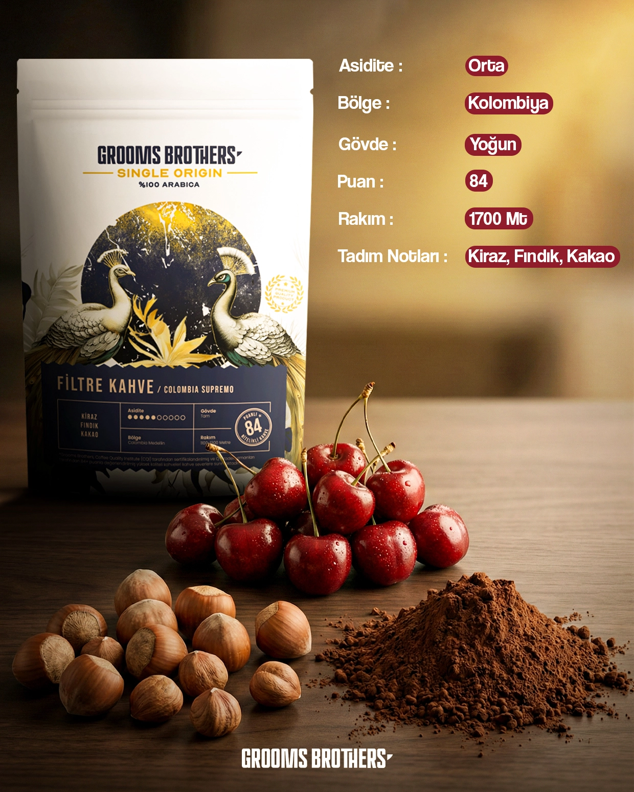 Colombia Nitelikli Filtre Kahve 1 KG / Supremo (Kiraz, Fındık, Kakao)