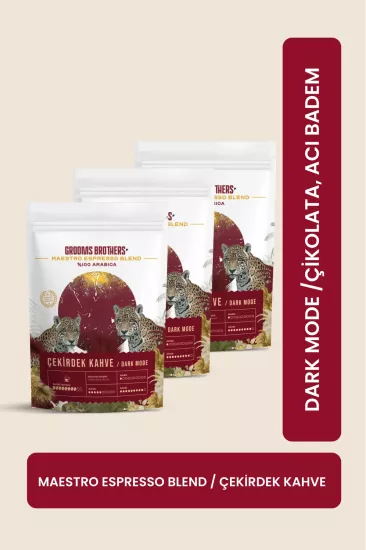 Premium Çekirdek Kahve Espresso Blend %100 Arabica Özel Kavrulmuş Dark Mode Sert İçim 3x250 Gr